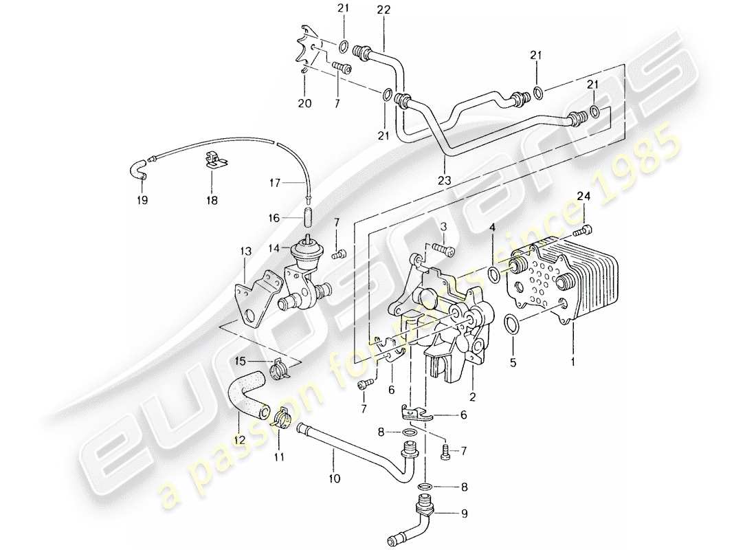 porsche 2000 (996) tiptronic - - gear oil cooler - oil pressure line for - gear oil cooling - d >> - mj 2001 part diagram