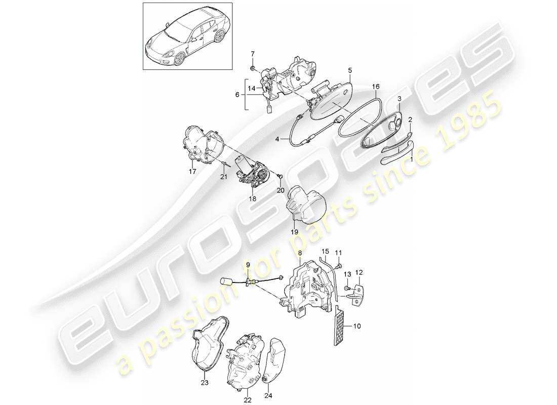 porsche panamera 970 (2014) door handle parts diagram