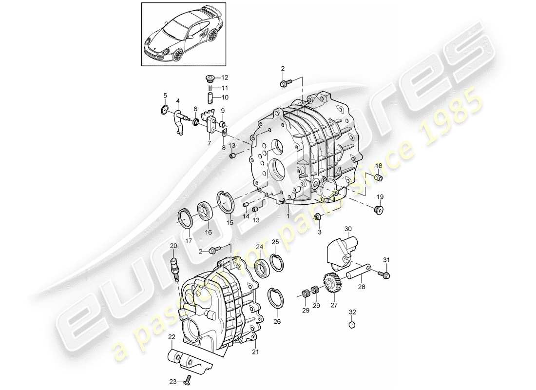porsche 2012 (997-2 turbo / gt2 rs) gear housing part diagram