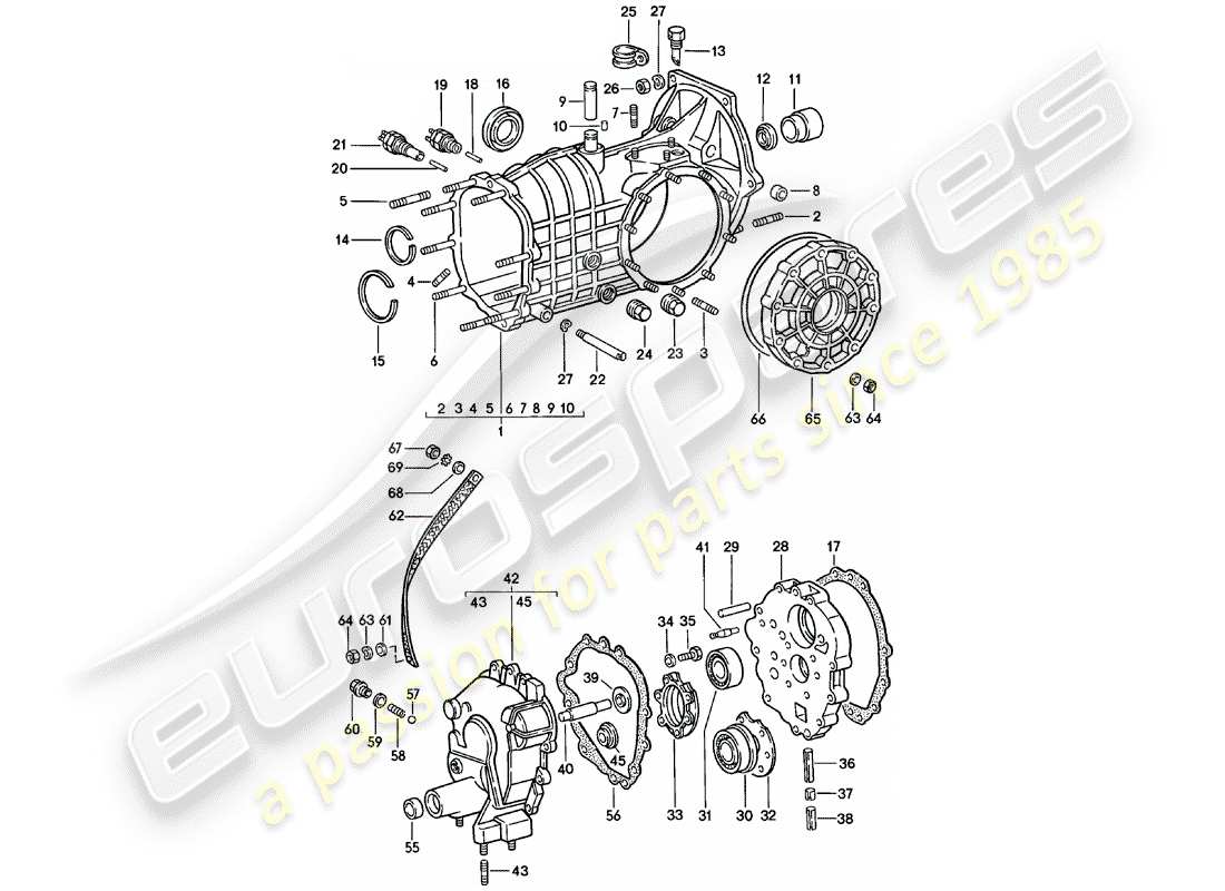 porsche 911 (1978) replacement transmission - transmission case - spm parts diagram