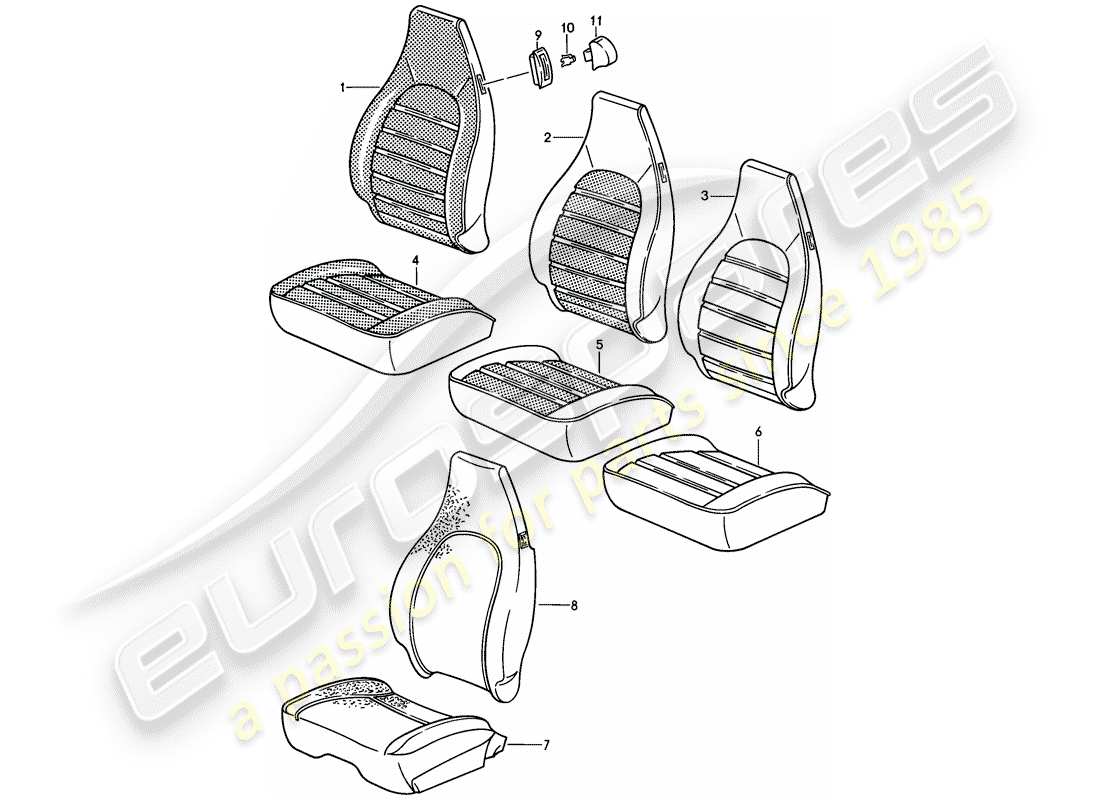 porsche 1985 (911) front seat - cover - d - mj 1985>> part diagram