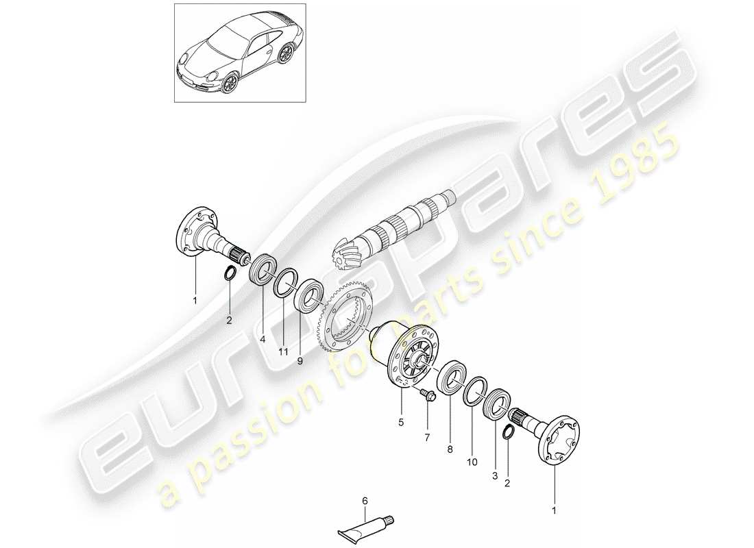 porsche 2012 (997-2) limited slip differential parts diagram