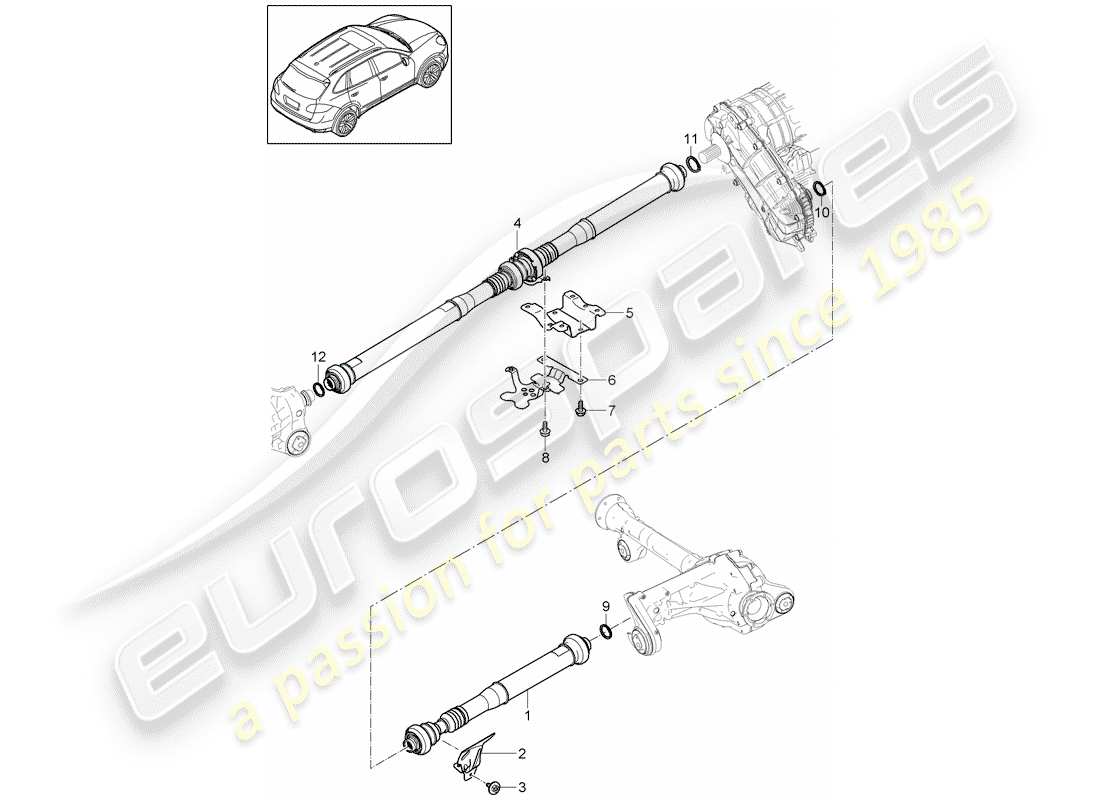 porsche 2014 (cayenne e2 92a) propeller shaft part diagram