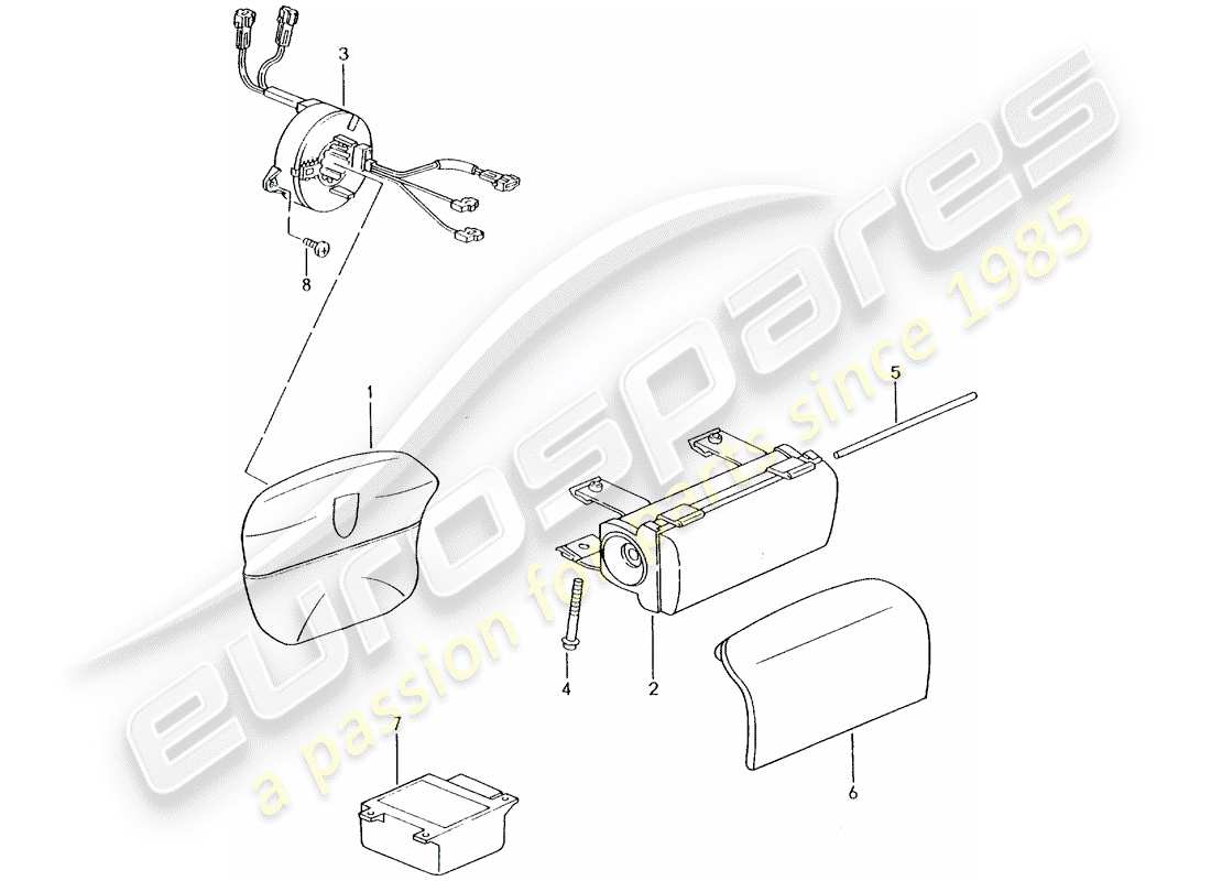 porsche 2005 (996 turbo / gt2) airbag parts diagram