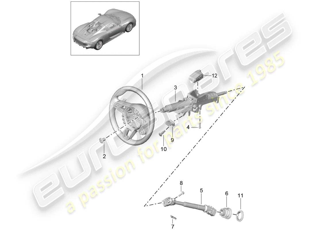 porsche 918 spyder (2015) steering wheels part diagram