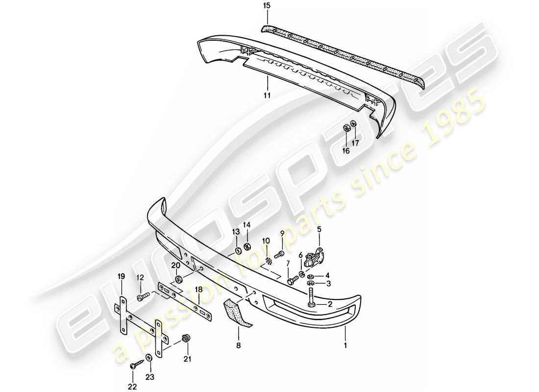porsche 1976 (924) bumper - without: - buffer parts diagram
