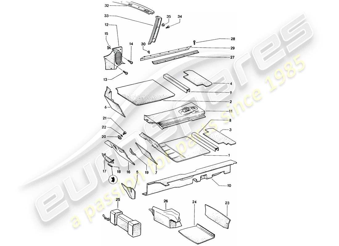 porsche 1972 (914) interior equipment part diagram