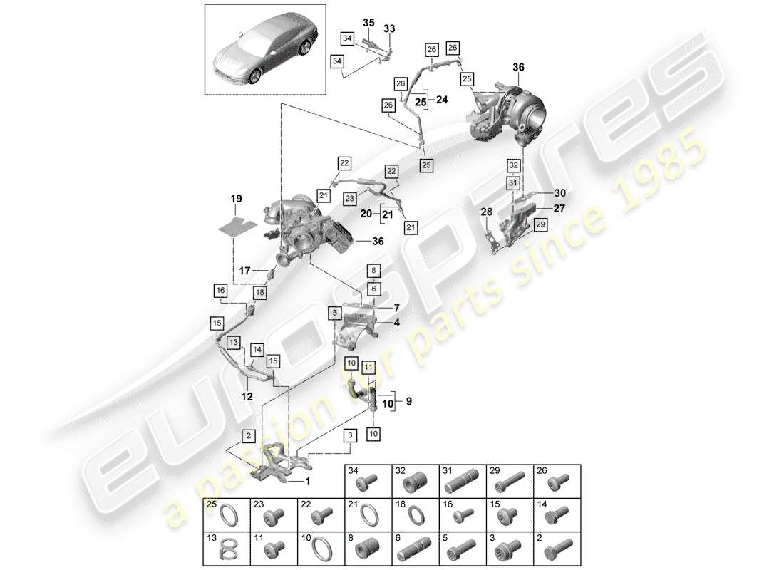 porsche 2019 (panamera 971-1) water cooling for part diagram
