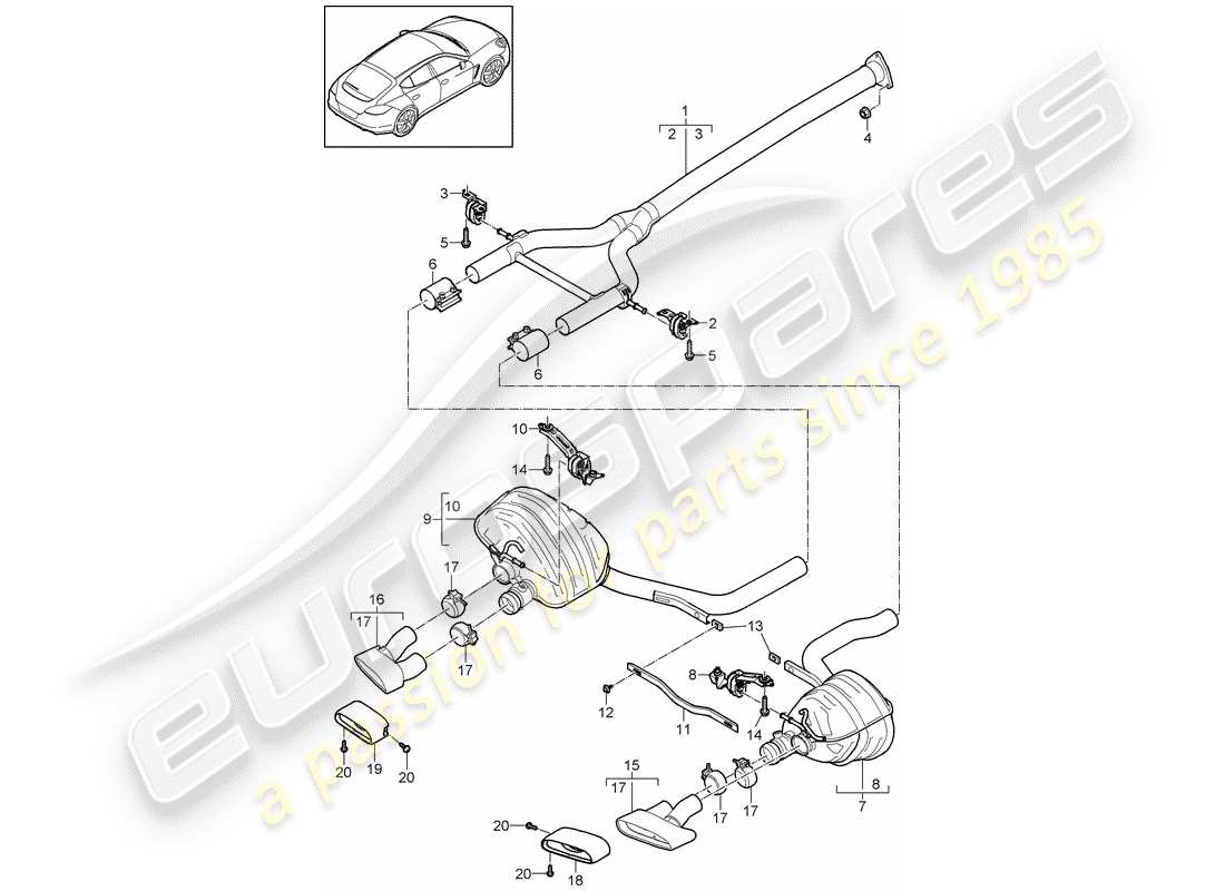 porsche 2015 (panamera 970) exhaust system part diagram