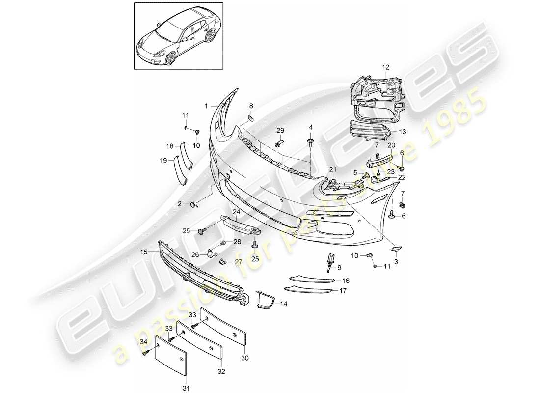 porsche 2015 (panamera 970) bumper part diagram