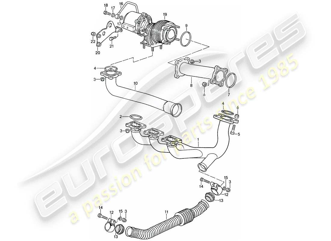 porsche 1987 (959) exhaust system parts diagram