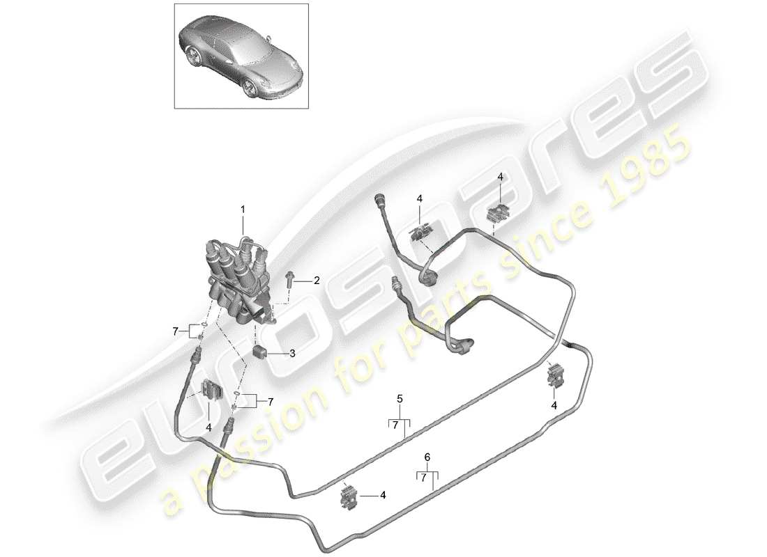 porsche 2015 (991-1) lines part diagram