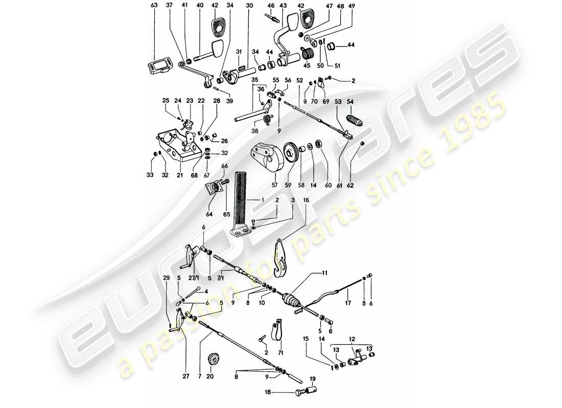 porsche 1976 (914) pedals - for vehicles with - manual gearbox part diagram