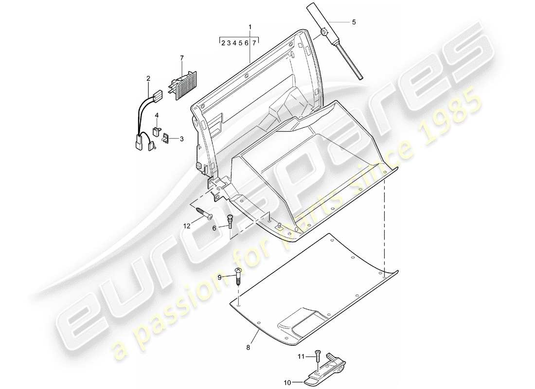 porsche 1998 (986 boxster) glove box - d - mj 2003>> part diagram