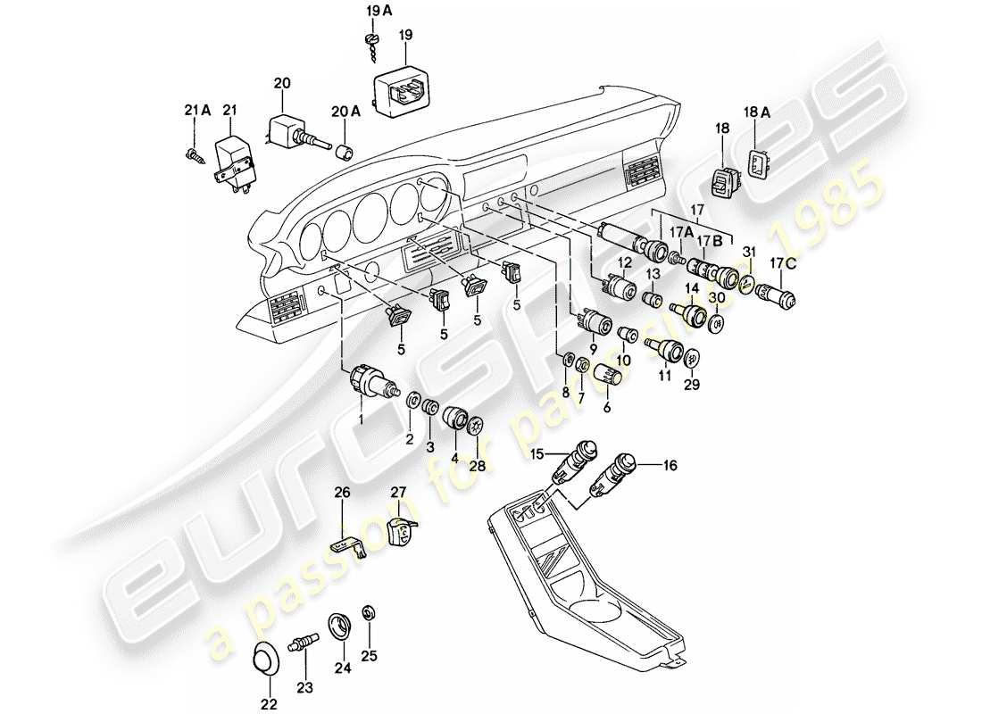 porsche 1986 (911) switch - relay - d - mj 1986>> part diagram