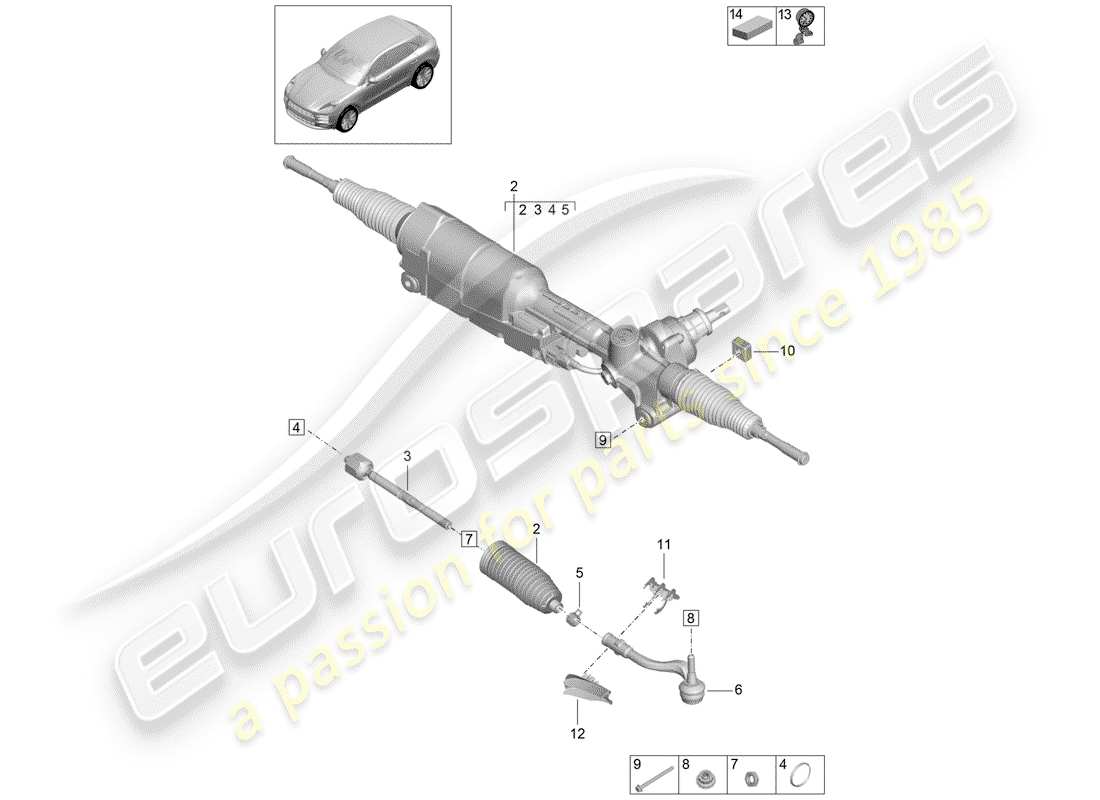 porsche 2020 (macan) steering gear part diagram