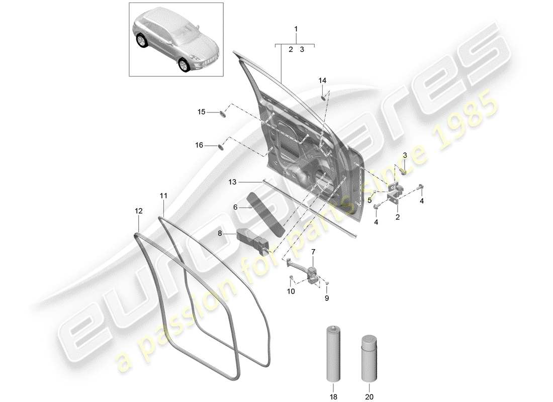 porsche 2015 (macan) door shell part diagram