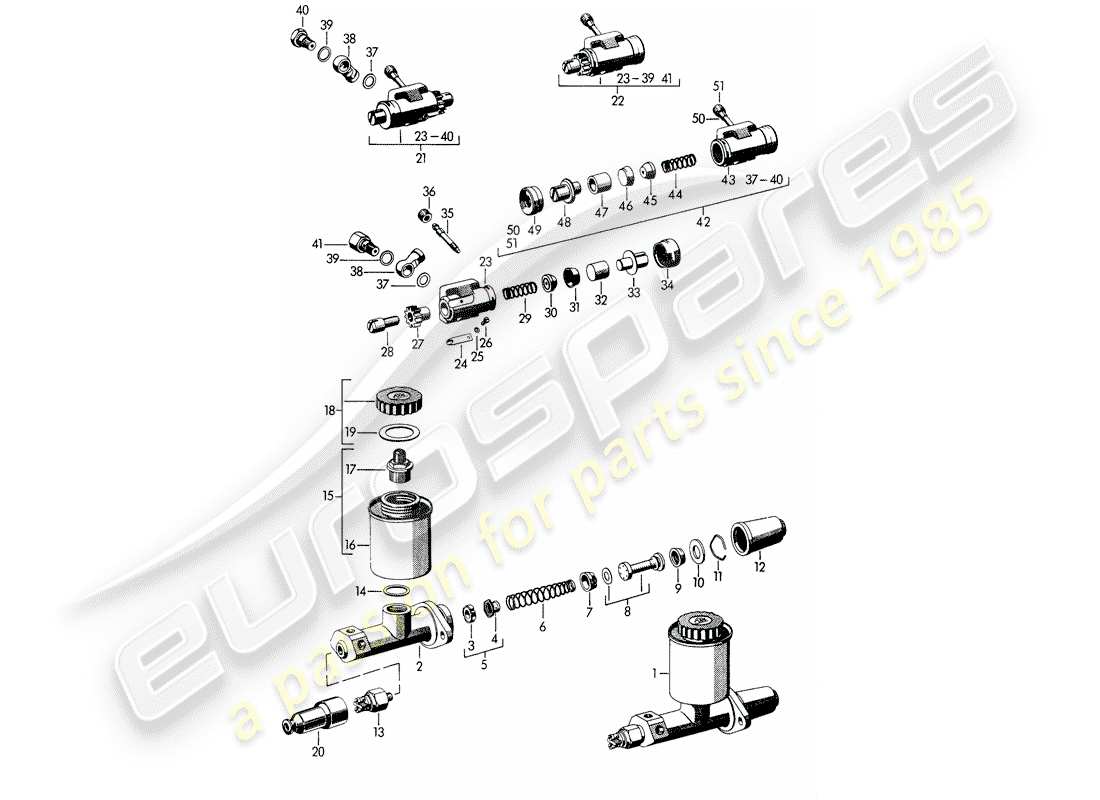 porsche 1962 (356b/356c) wheel brake cylinder - brake master cylinder part diagram