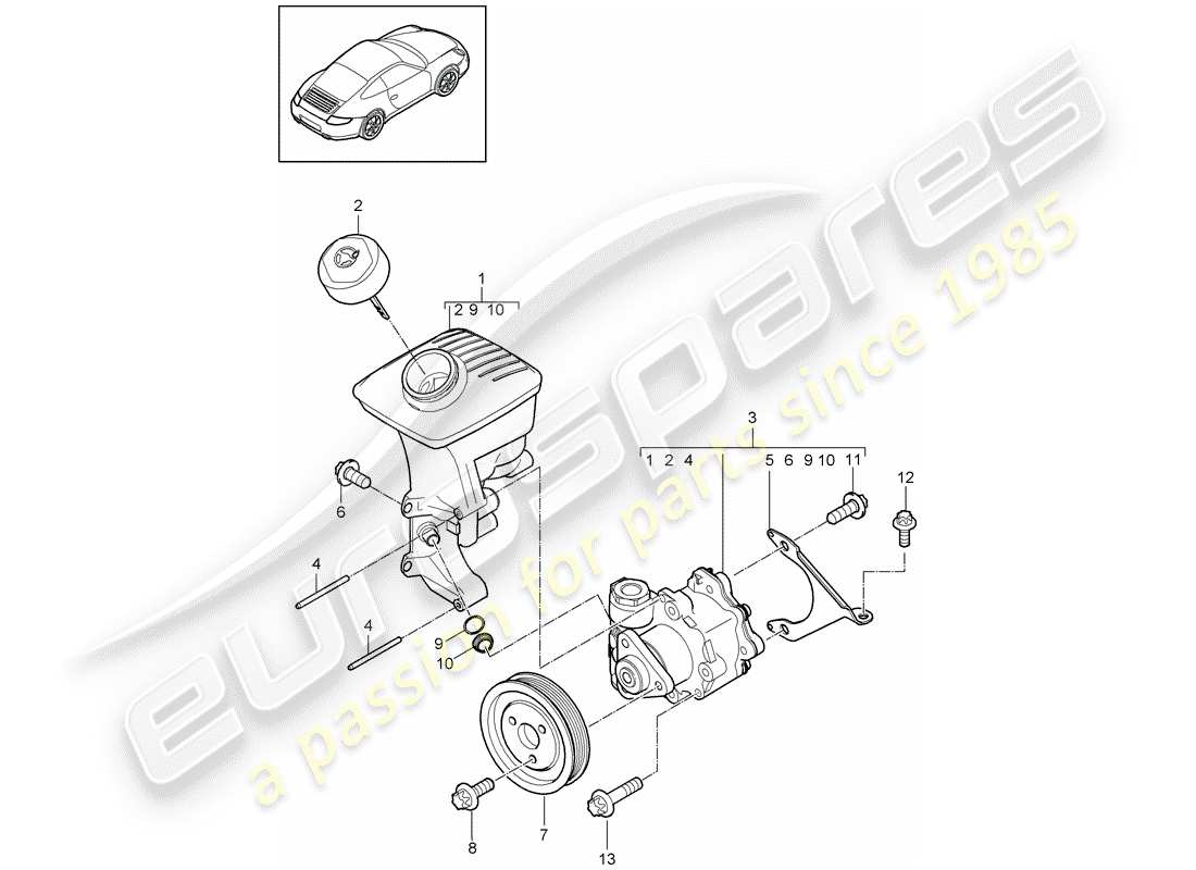 porsche 2012 (997-2) power steering part diagram