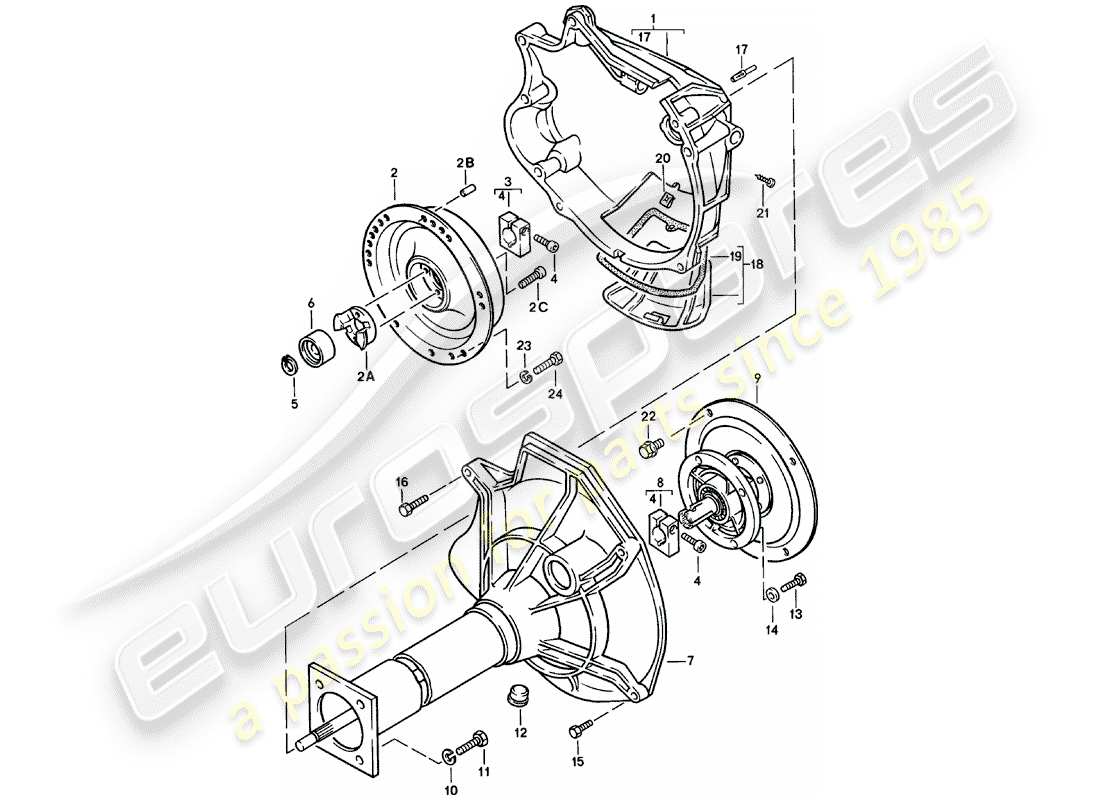 porsche 1985 (924) central tube - automatic transmission part diagram