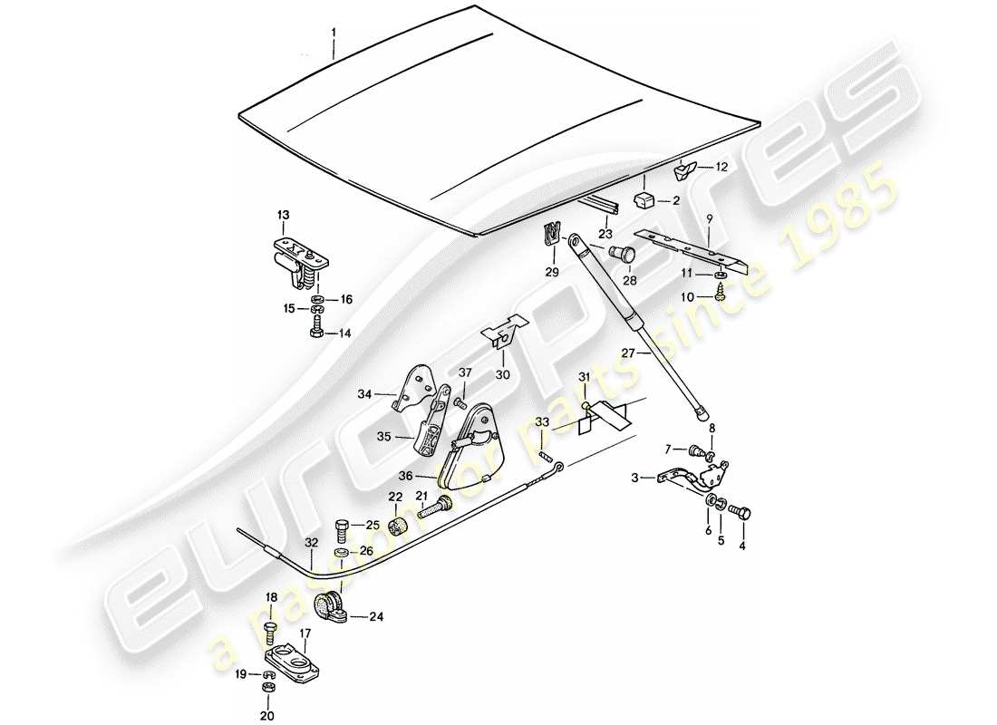 porsche 1986 (924s) cover - actuator part diagram