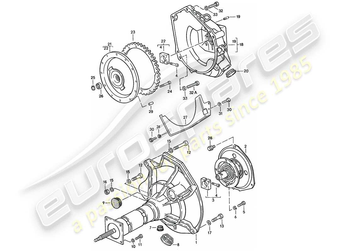 porsche 1987 (924s) central tube - automatic transmission part diagram