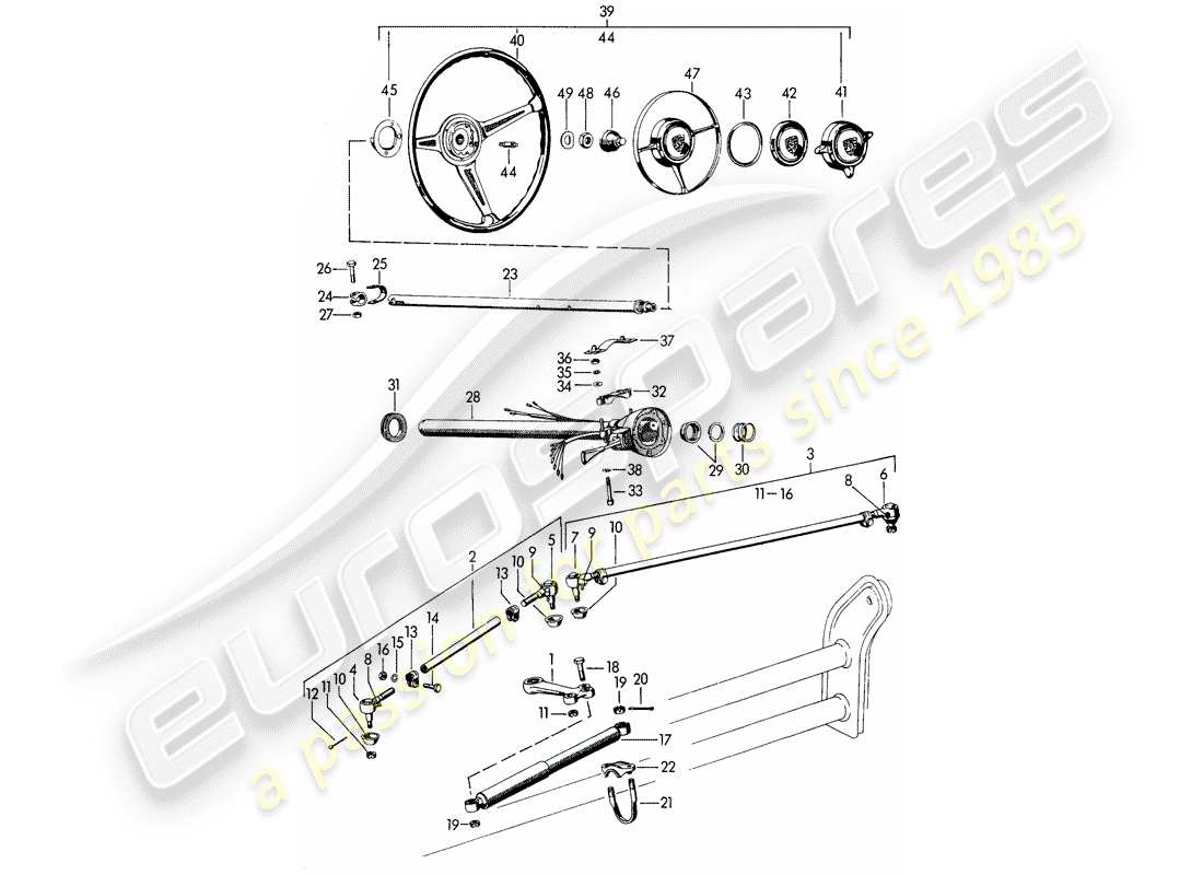 porsche 1961 (356b/356c) steering parts parts diagram