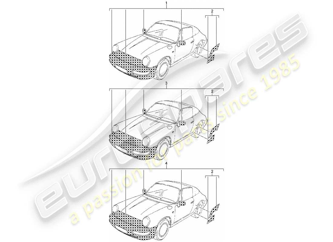 porsche 2018 (accessories) stone protection foil parts diagram