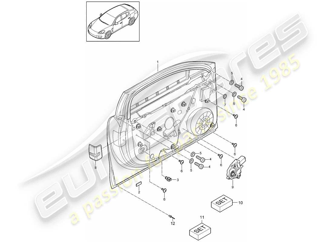 porsche 2014 (panamera 970) window regulator part diagram