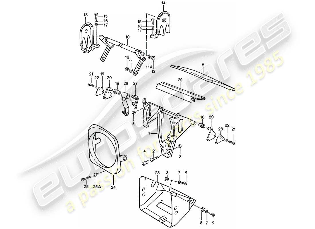 porsche 1982 (924) pop-up headlight part diagram