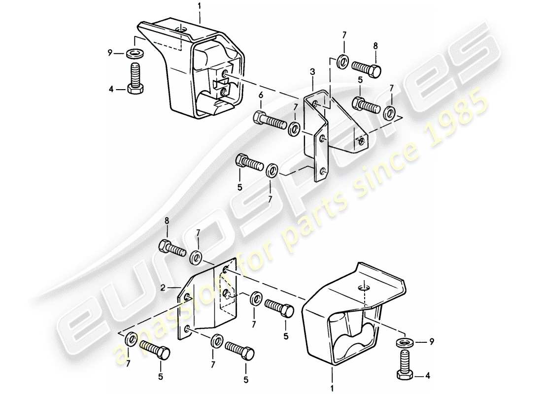 porsche 1987 (924s) transmission suspension - manual gearbox parts diagram