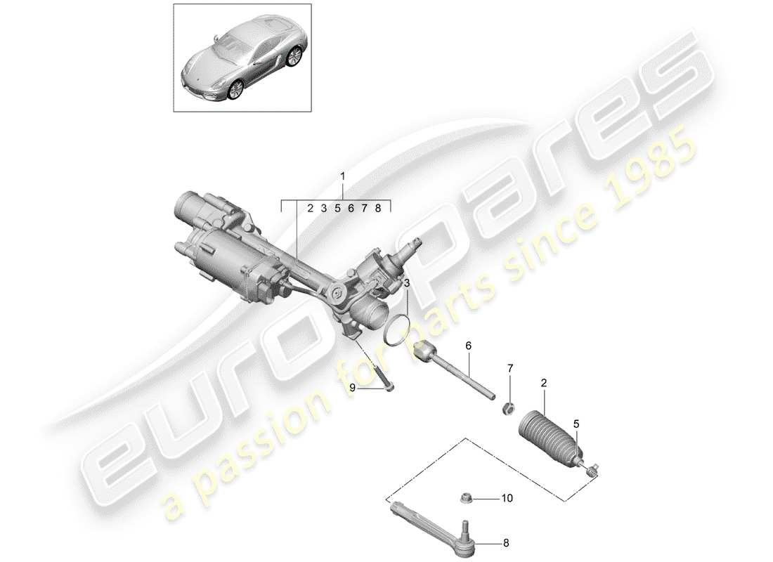 porsche 2016 (981 cayman) steering gear part diagram