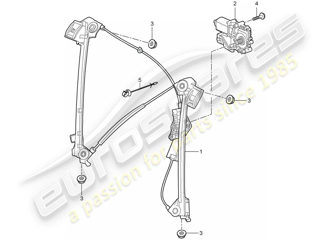 porsche 2008 (997-1) window regulator parts diagram