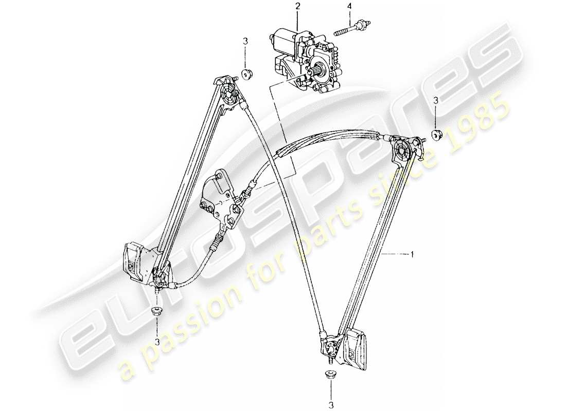 porsche 2001 (986 boxster) window regulator part diagram