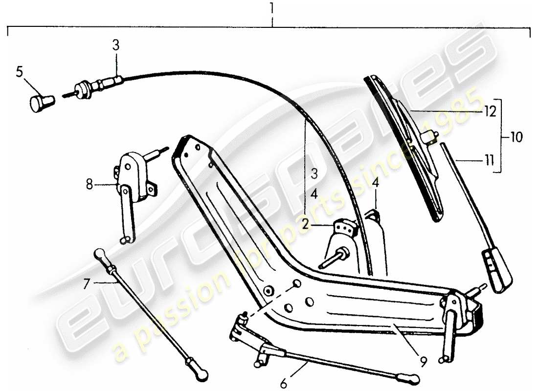 porsche 1954 (356/356a) windscreen wiper system part diagram