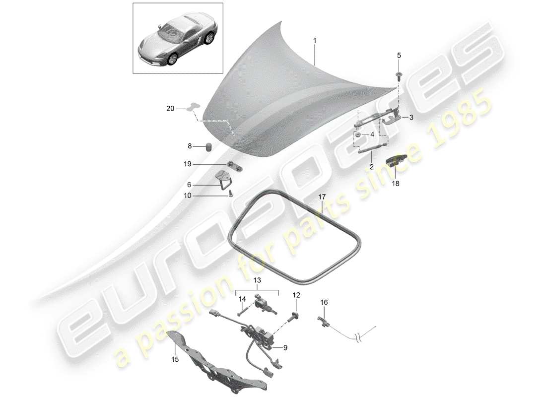 porsche 2019 (718 boxster) cover part diagram