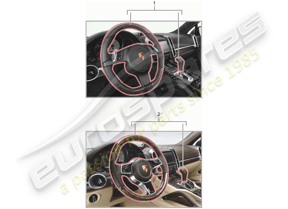 porsche 2011 (tequipment cayenne) multifunction steering wheel part diagram