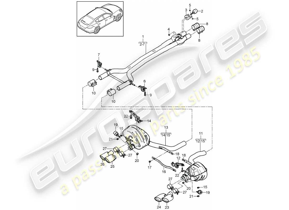 porsche 2014 (panamera 970) exhaust system part diagram