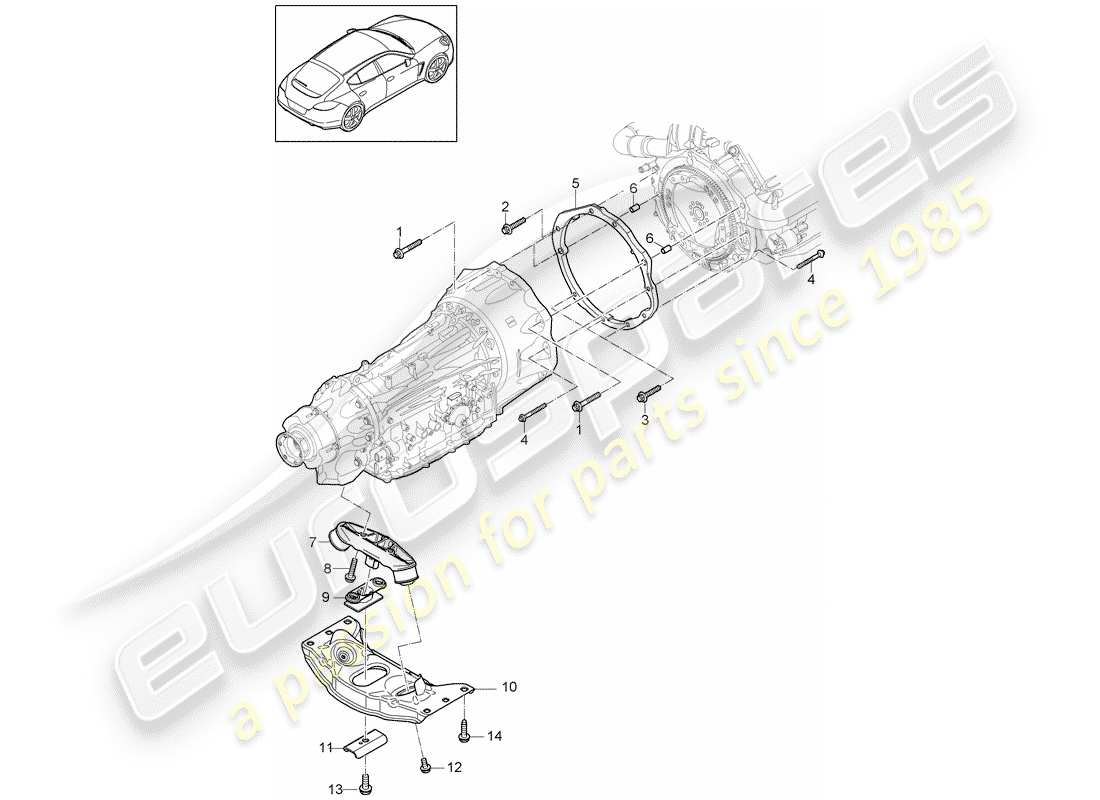 porsche 2013 (panamera 970) mounting parts for engine and parts diagram
