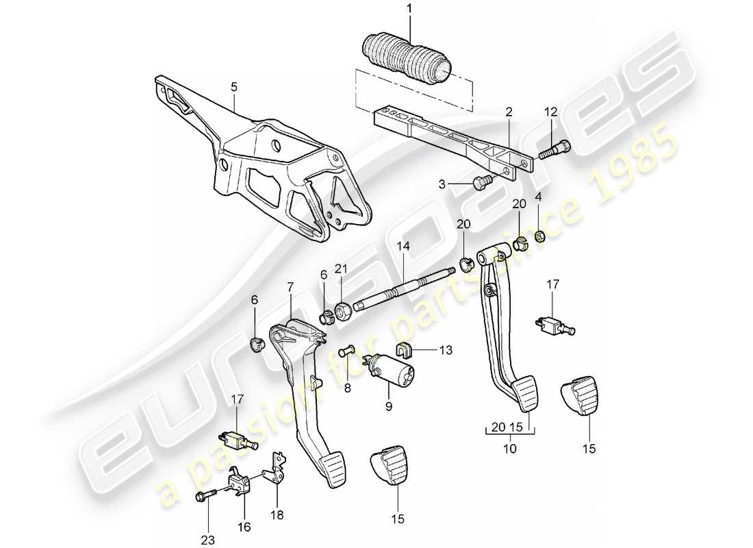 porsche 2007 (997-1) pedals parts diagram
