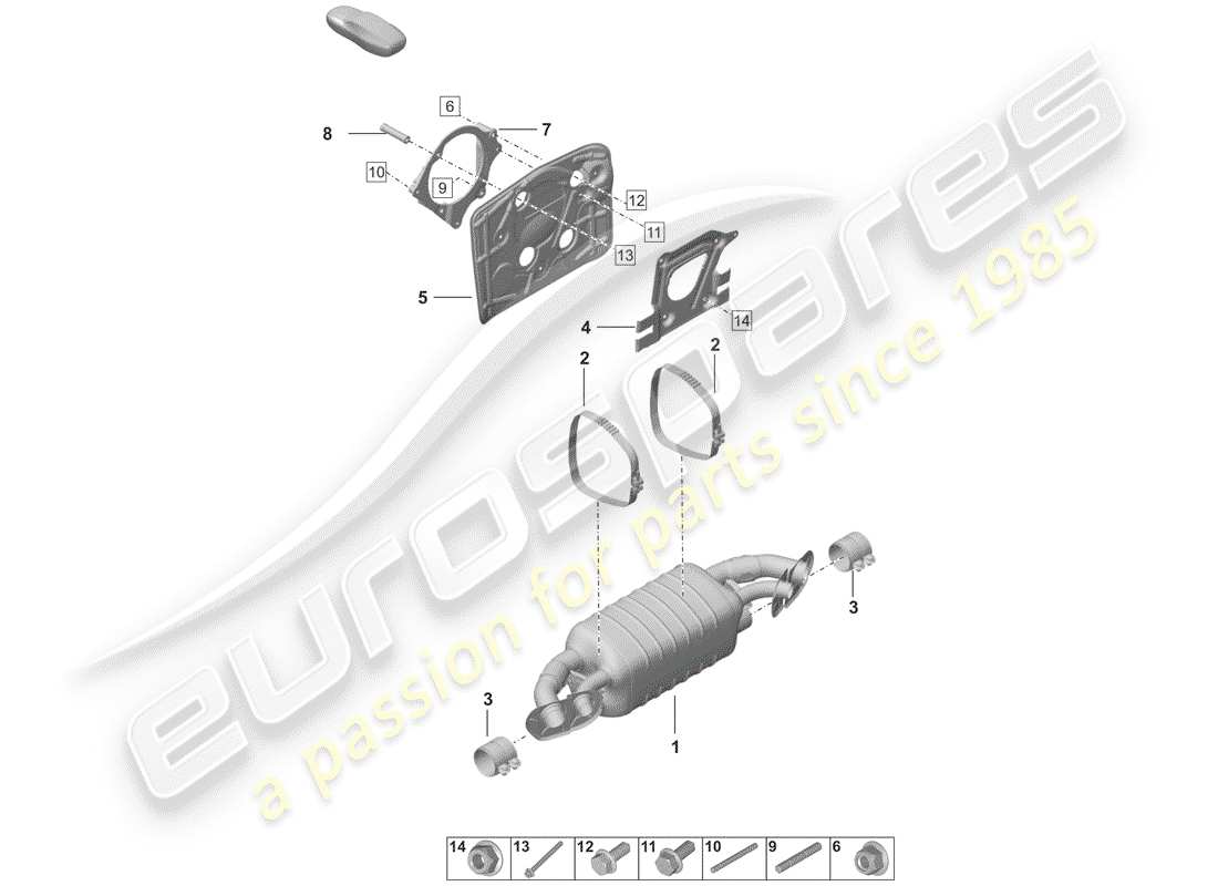 porsche 2019 (992-1) silencer parts diagram