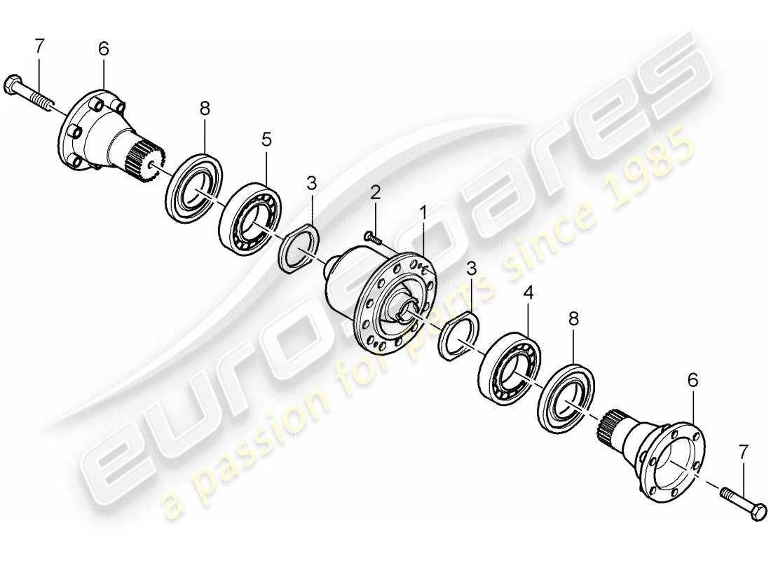 porsche 2009 997-2 turbo / gt2 limited slip differential part diagram