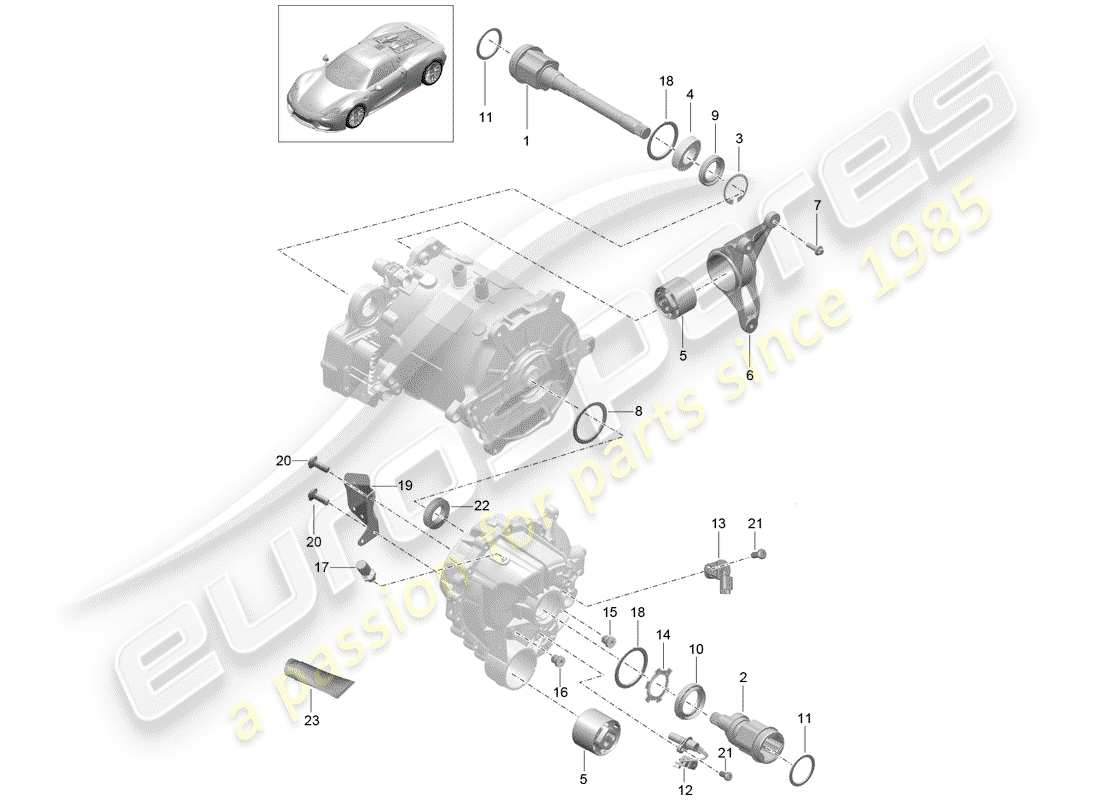 porsche 918 spyder (2015) front axle differential parts diagram