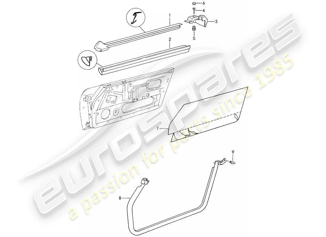 porsche 1989 (964) seal strip - doors parts diagram
