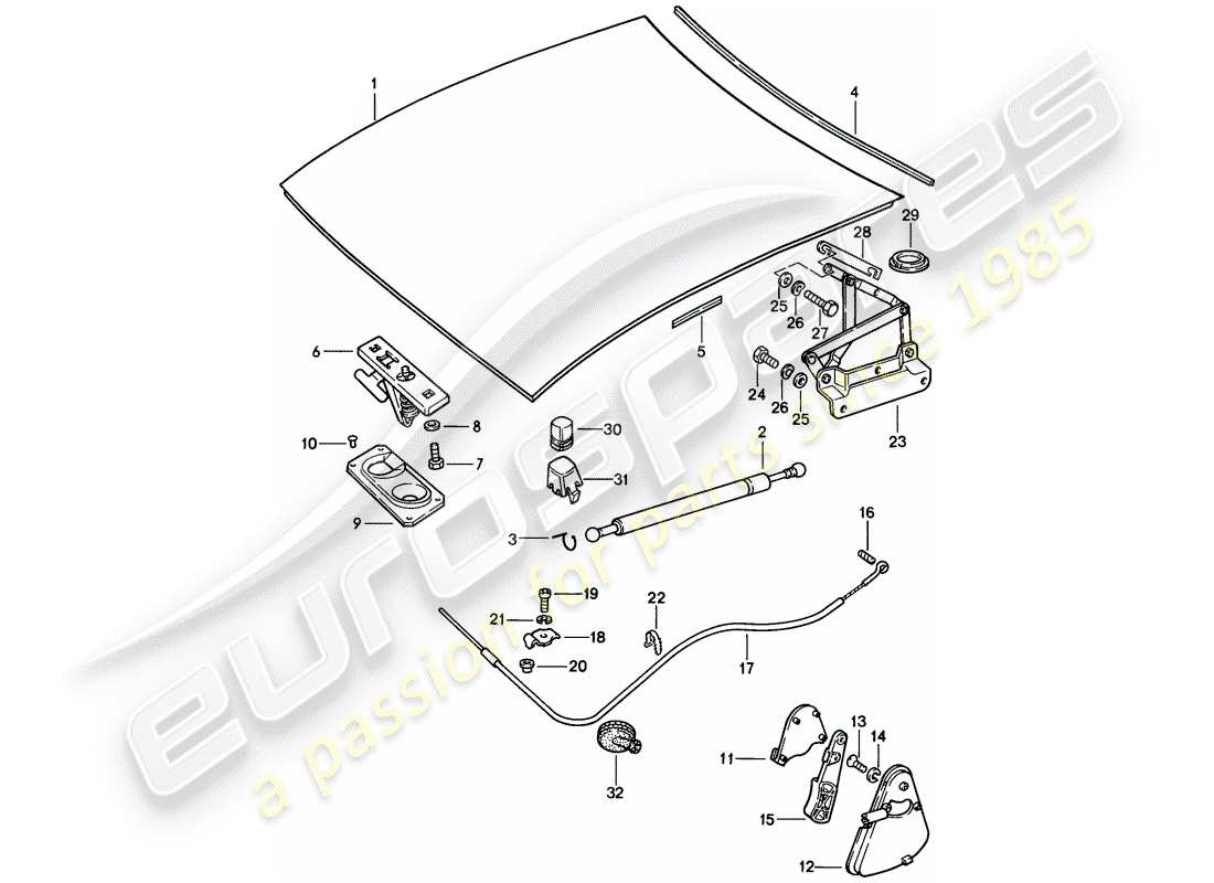 porsche 1984 (928) cover - fasteners part diagram