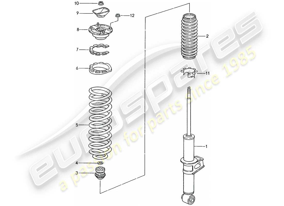 porsche 1996 (993) shock absorber - coil spring part diagram