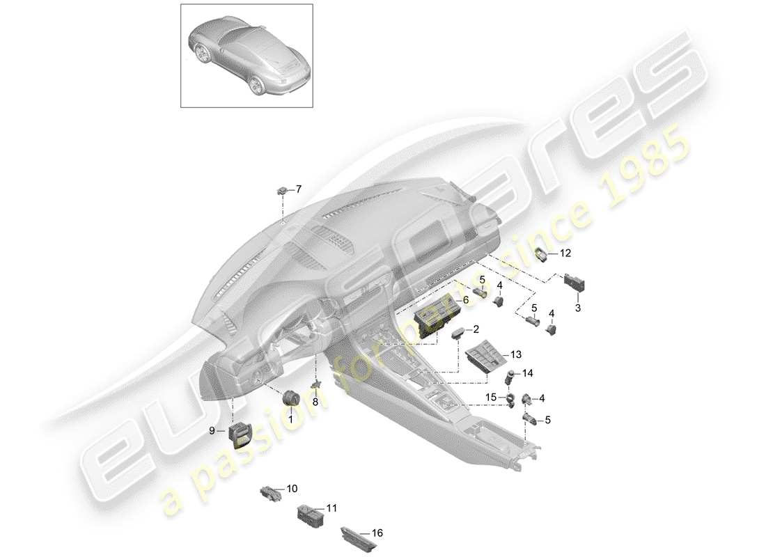 porsche 2014 (991-1) switch part diagram