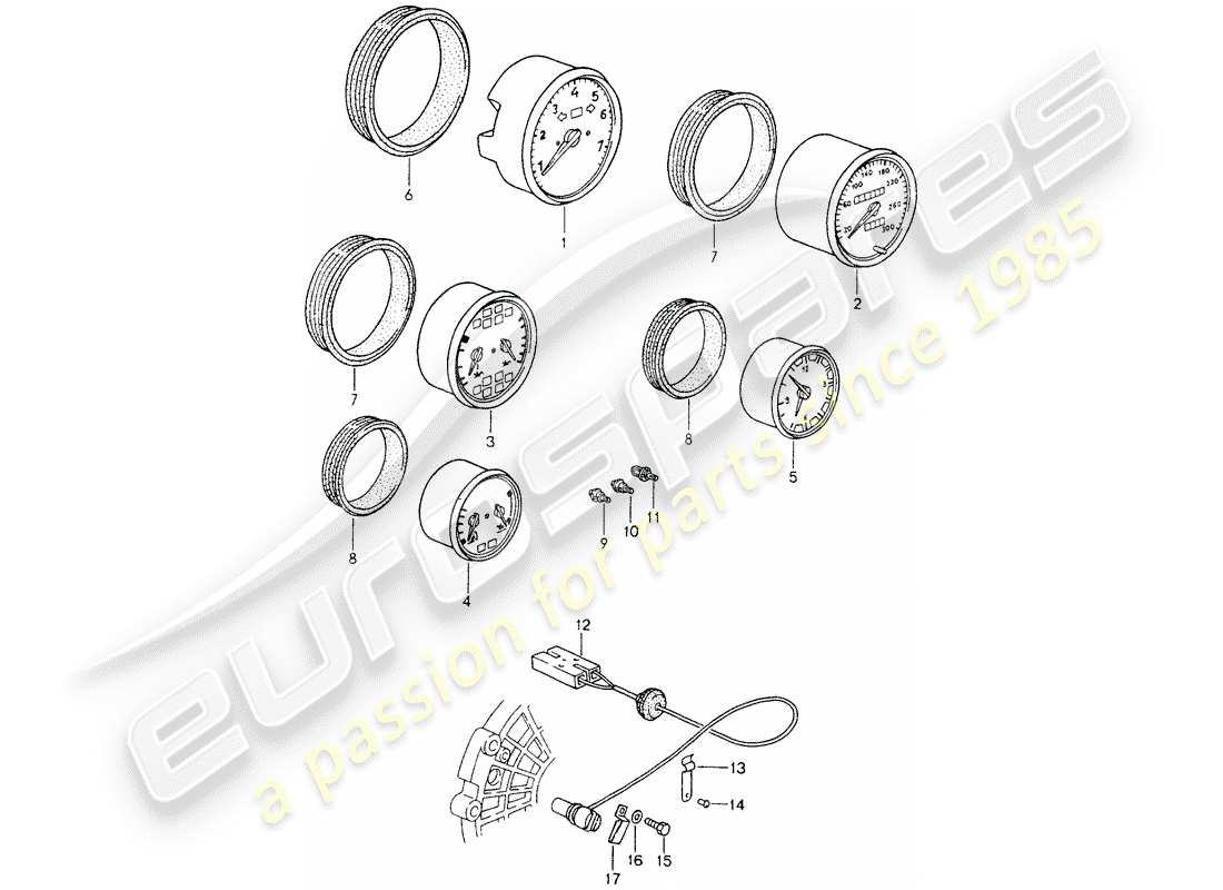porsche 1992 (964) instruments parts diagram