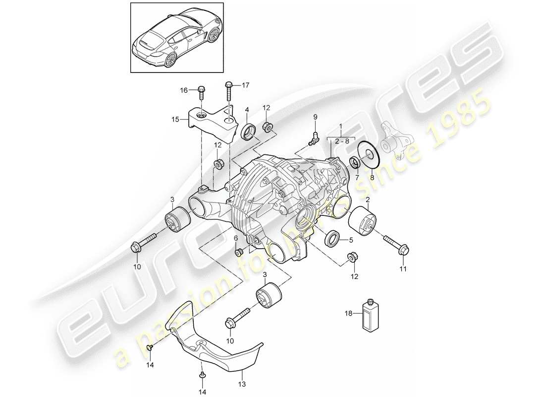 porsche 2015 (panamera 970) rear axle differential part diagram