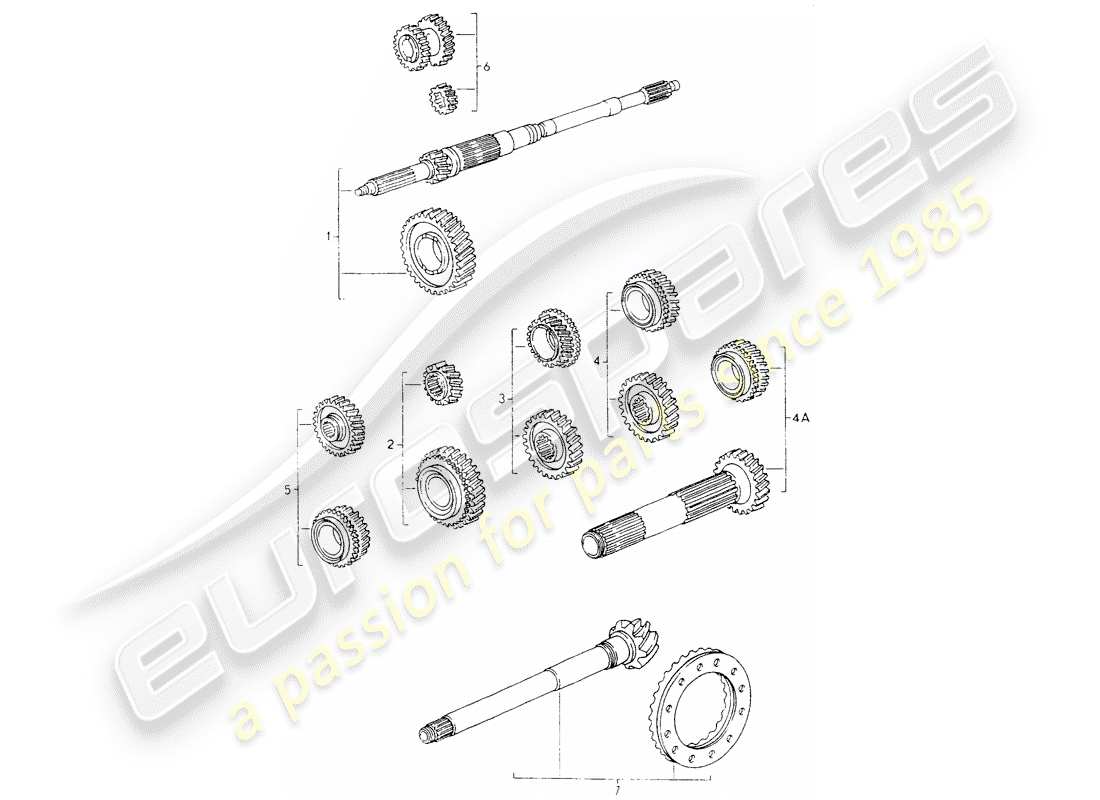 porsche 1994 (964) gear wheel sets parts diagram